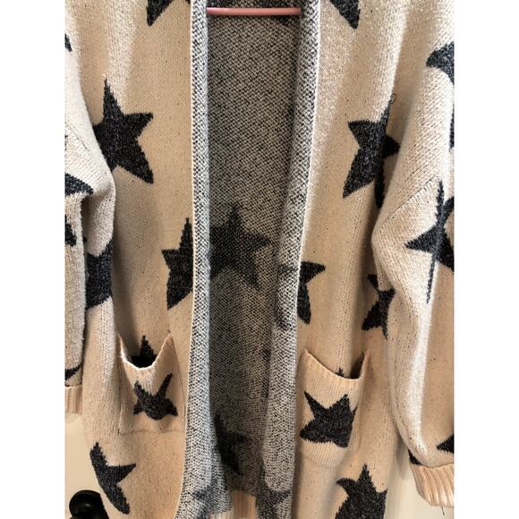 VICI OVERSIZED STARS CARDIGAN BEIGE BLUE SIZE SMALL - Picture 2 of 5